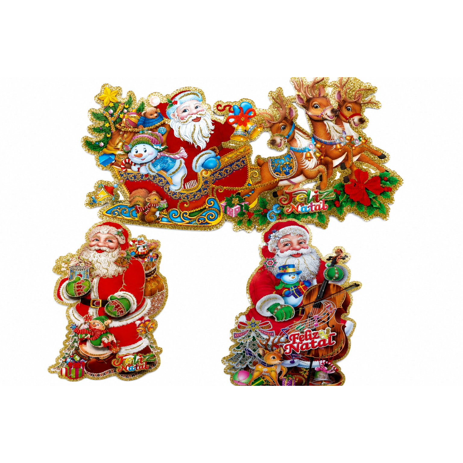 Adesivo de Natal Papai Noel 45X20cm