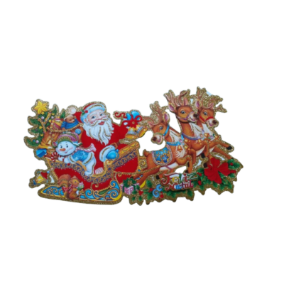 Adesivo de Natal Papai Noel Montado nas Renas