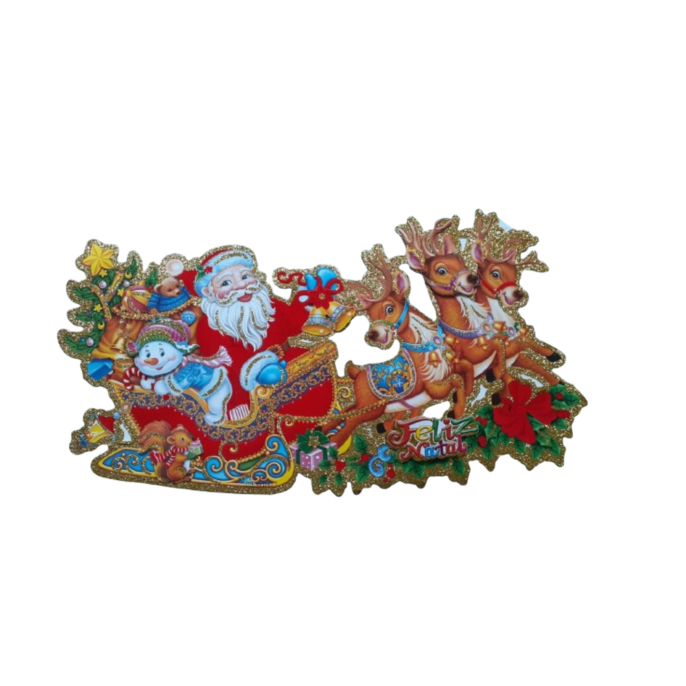 Adesivo de Natal Papai Noel Montado nas Renas