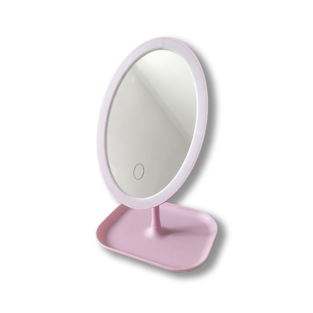 Espelho com Luz para Bancada USB 5V / OVAL ROSA