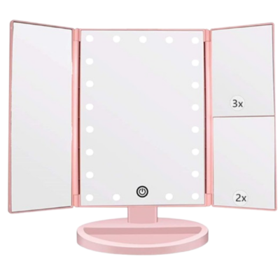 Espelho Iluminador Led 3xZoom 6H duração - COR ROSA