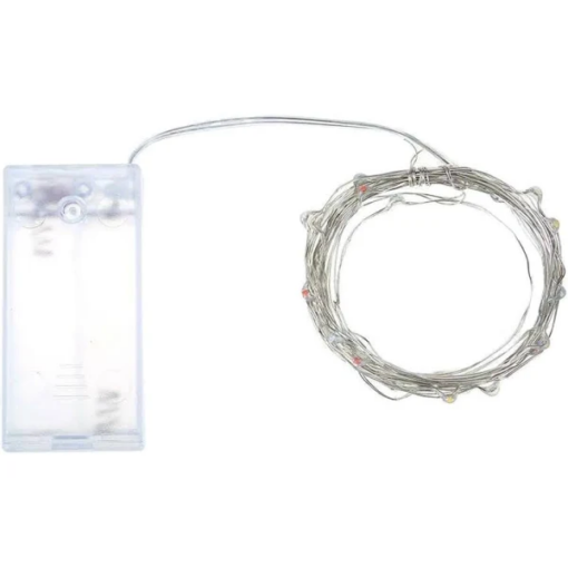 Fio Fada Cordão De Led 2 M 20 Leds Fixo Pilha Branco / Color