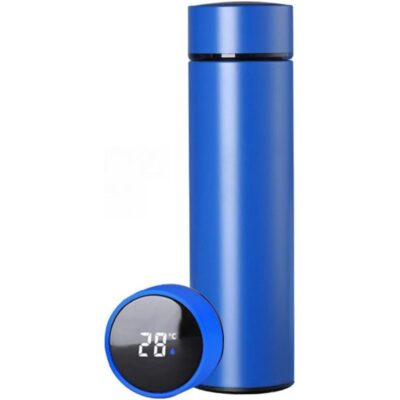 Garrafa Térmica LED com Medidor de Temperatura 500ML - AZUL