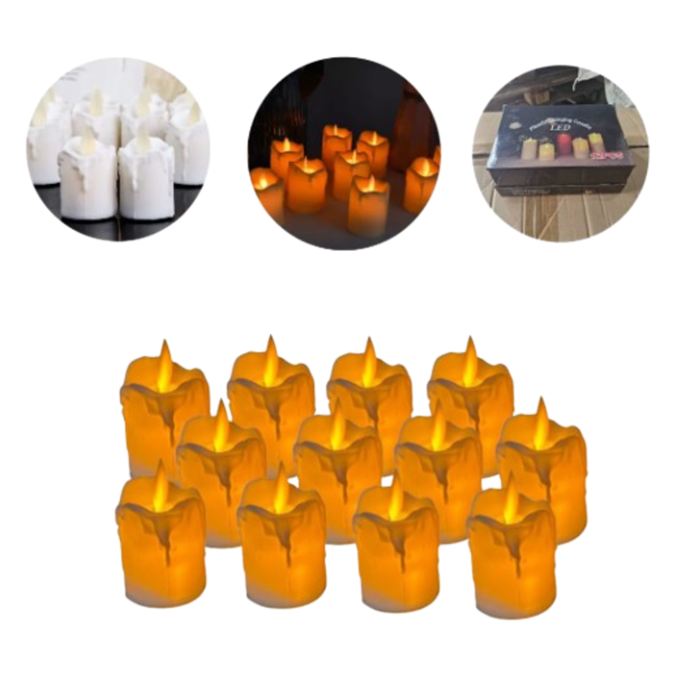 Kit 24 Luminárias Velas brancas 6 cm a bateria