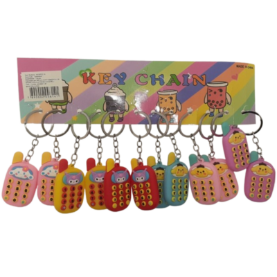 Kit com 12 Chaveiros de BORRACHA - Telefones coloridos