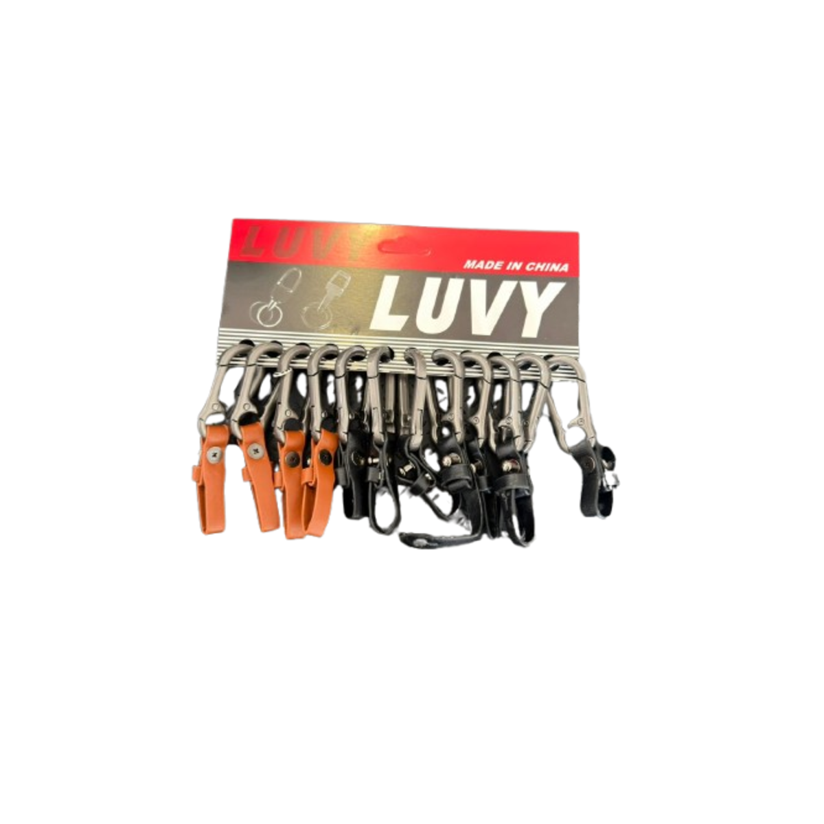 Kit com 12 Chaveiros de Gancho Ferro/Couro