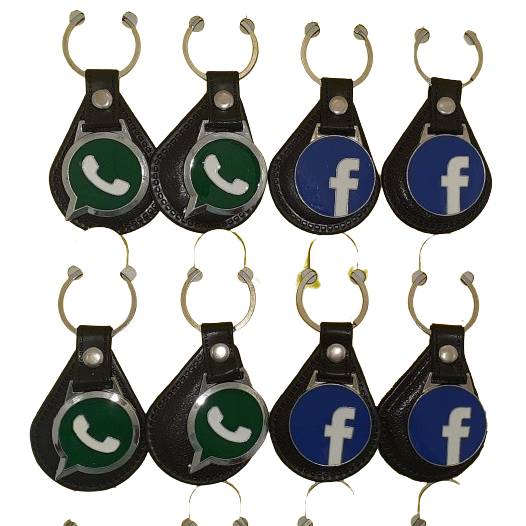 Kit com 12 Chaveiros Facebook e Whatsapp