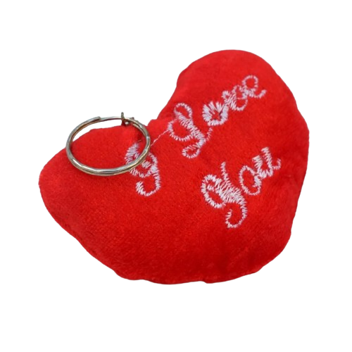 Kit com 24 Chaveiros Pelúcia de Coração - I LOVE YOU