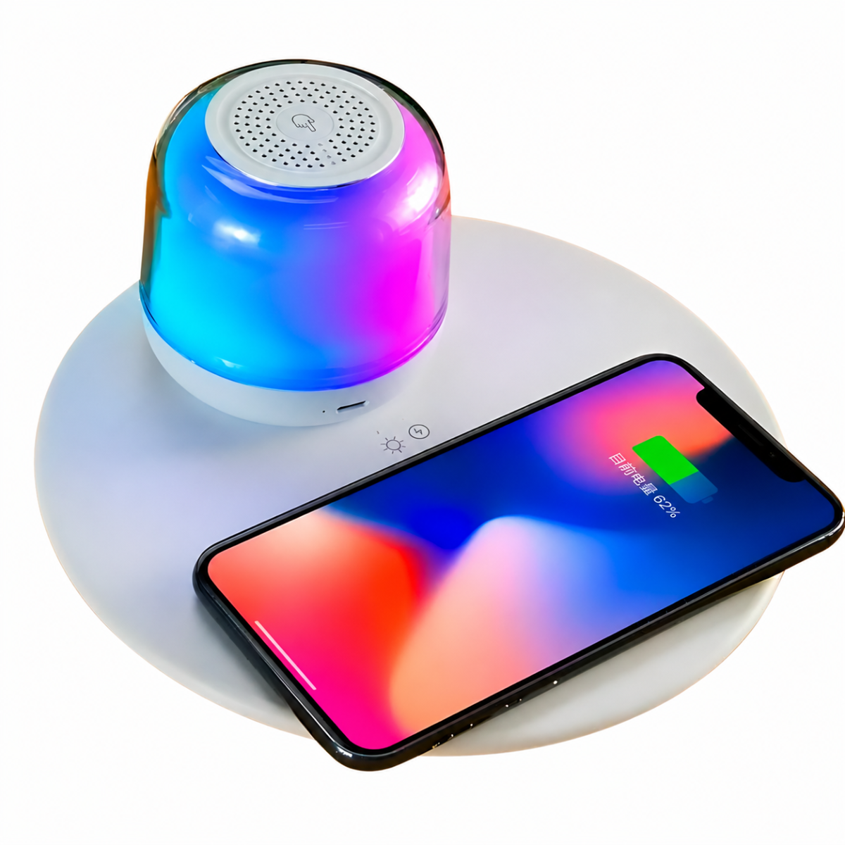 Minger 3 em 1 Caixinha Bluetooth/Carregador/Lâmpada LED