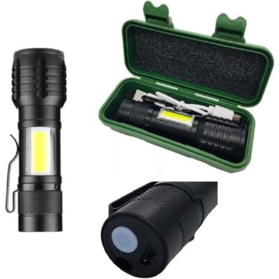 Mini Lanterna LED Recarregável Tática 3 Modos de LUZ USB