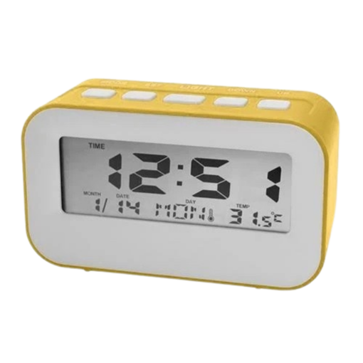 Relógio Digital De Mesa A Pilha - AMARELO