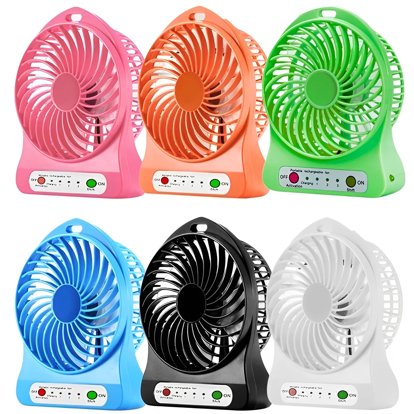 Ventilador Médio Portátil, 4 Fases com luz - Azul
