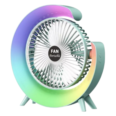Ventilador VERDE luzes RGB Portatil USB